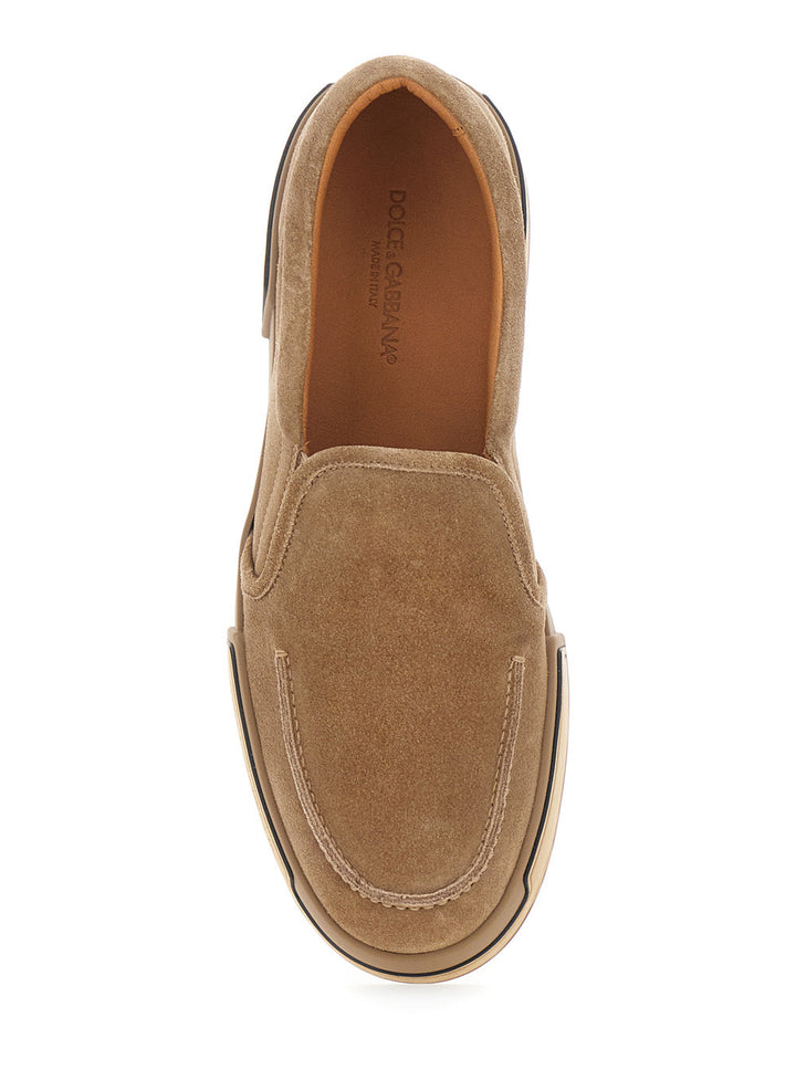 Dolce & Gabbana Men 'Portofino' Brown Sneakers With Logo Lettering On The Sole In Suede Woman