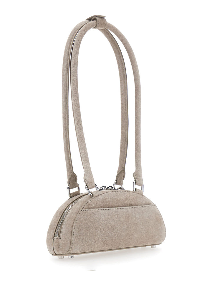 Self-Portrait Women Grey Shoulder Bag With Two Top Handles And Charm Detail On The Front In Suede Woman