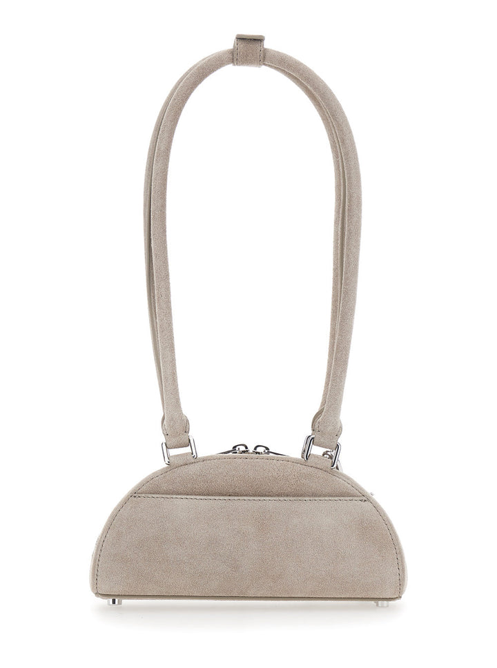 Self-Portrait Women Grey Shoulder Bag With Two Top Handles And Charm Detail On The Front In Suede Woman