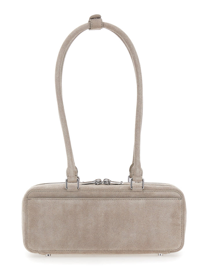 Self-Portrait Women Grey Shoulder Bag With Two Top Handles And Charm Detail On The Front In Suede Woman