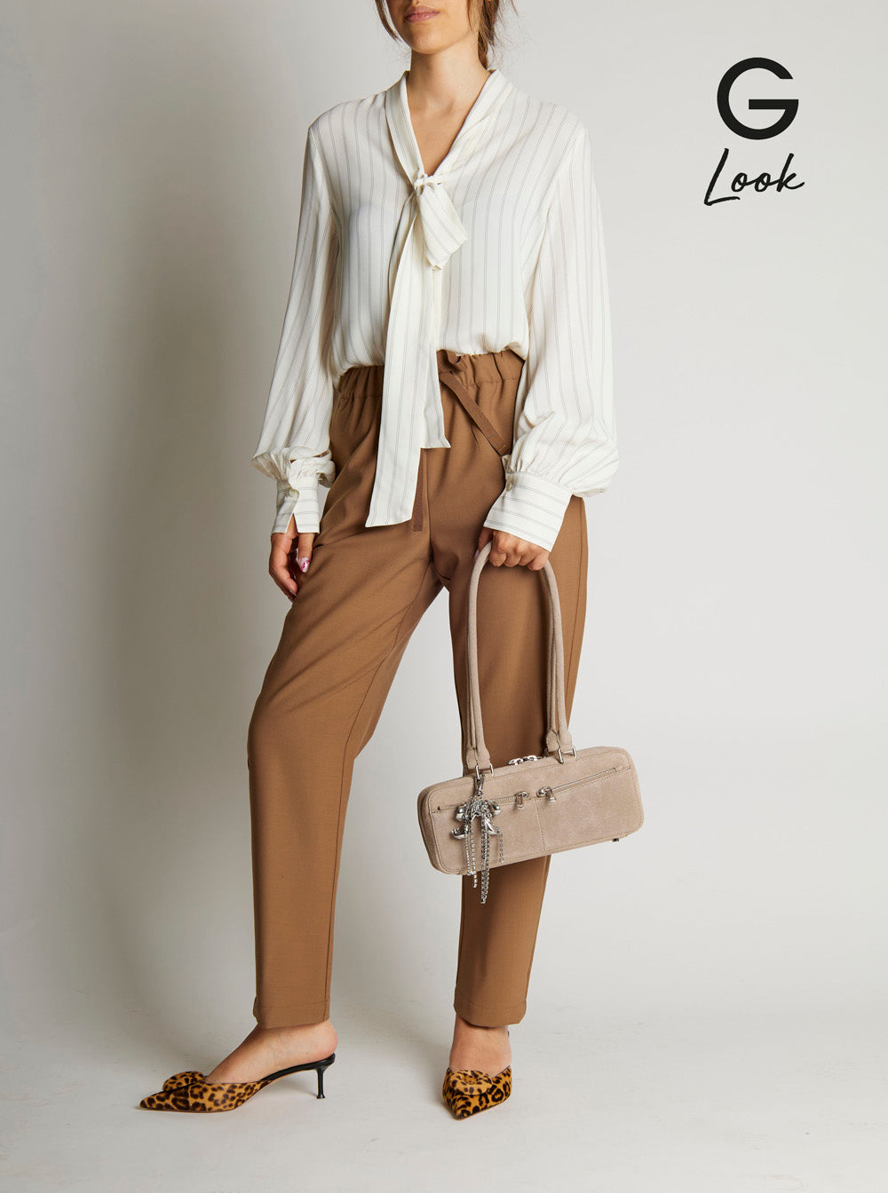 Self-Portrait Women Grey Shoulder Bag With Two Top Handles And Charm Detail On The Front In Suede Woman