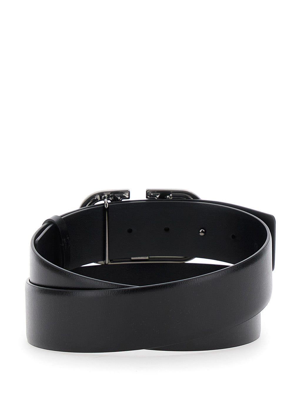 Valentino Garavani Men Black Belt With Vlogo Buckle In Leather Man