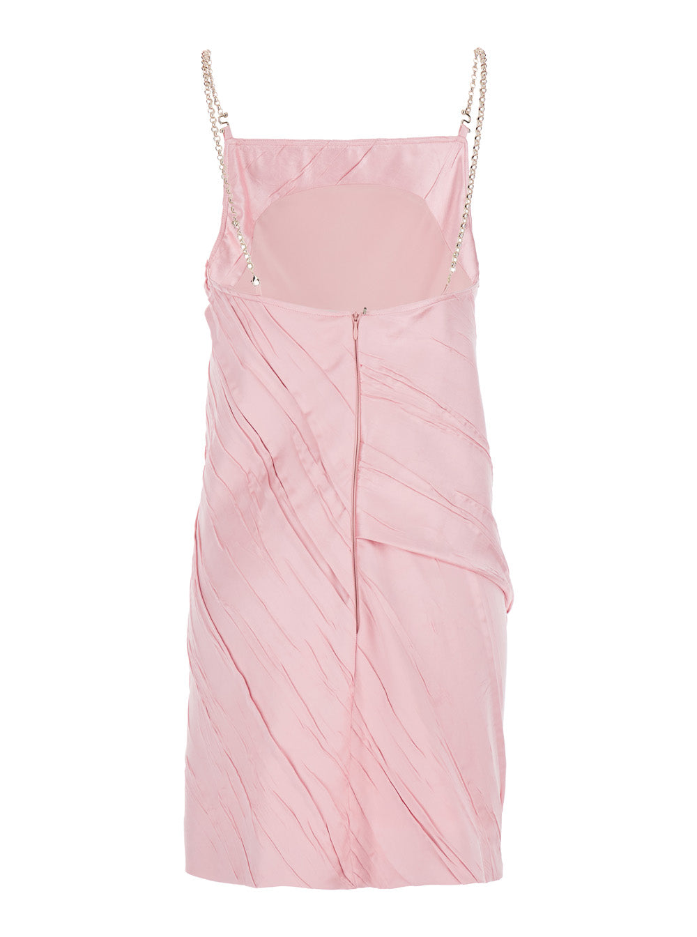 Sportmax Women 'Carta' Pink Dress With Removable Chain-Link Shoulder Strap And Pleated Design In Tech Fabric Woman