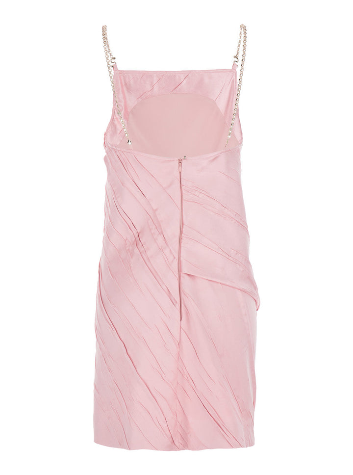 Sportmax Women 'Carta' Pink Dress With Removable Chain-Link Shoulder Strap And Pleated Design In Tech Fabric Woman