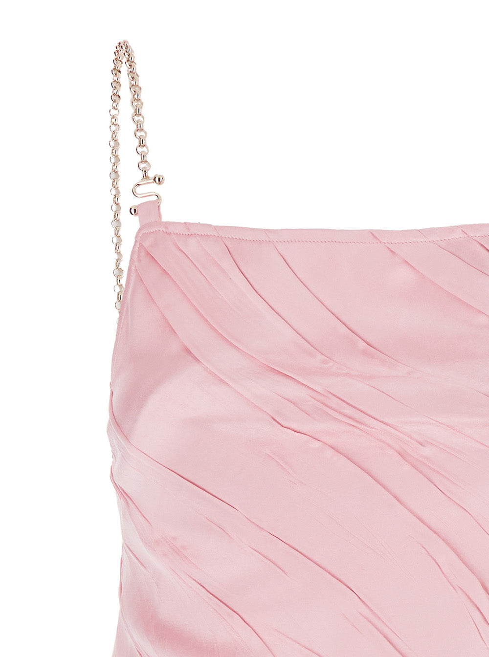 Sportmax Women 'Carta' Pink Dress With Removable Chain-Link Shoulder Strap And Pleated Design In Tech Fabric Woman