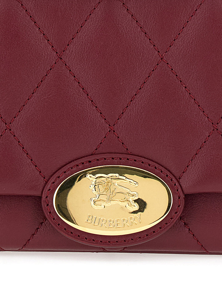 Burberry Women Bordeaux Quilted Crossbody Bag With Ekd Plaque On The Front And Chain-Link Shoulder Strap In Leather Woman