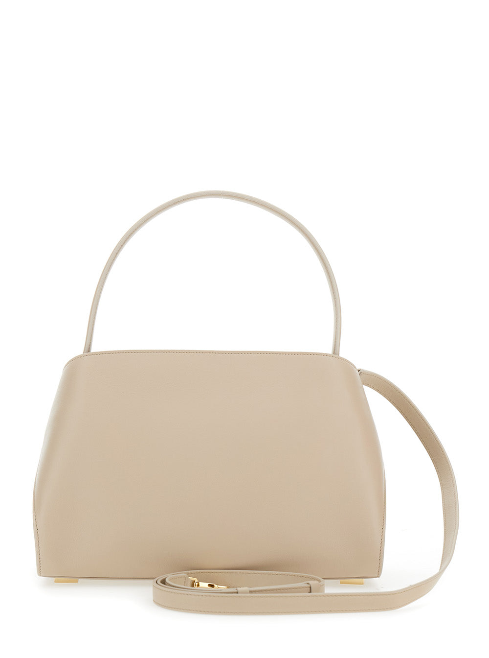 Ferragamo Women 'Hug' Beige Shoulder Bag With Logo Print On The Front In Leather Woman