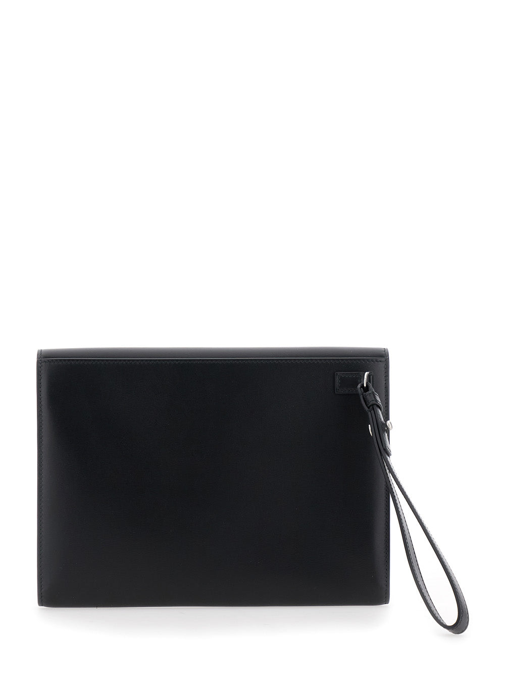 Ferragamo Men 'Florence' Black Clutch Wiht Envelope Design And Strap In Leather Man