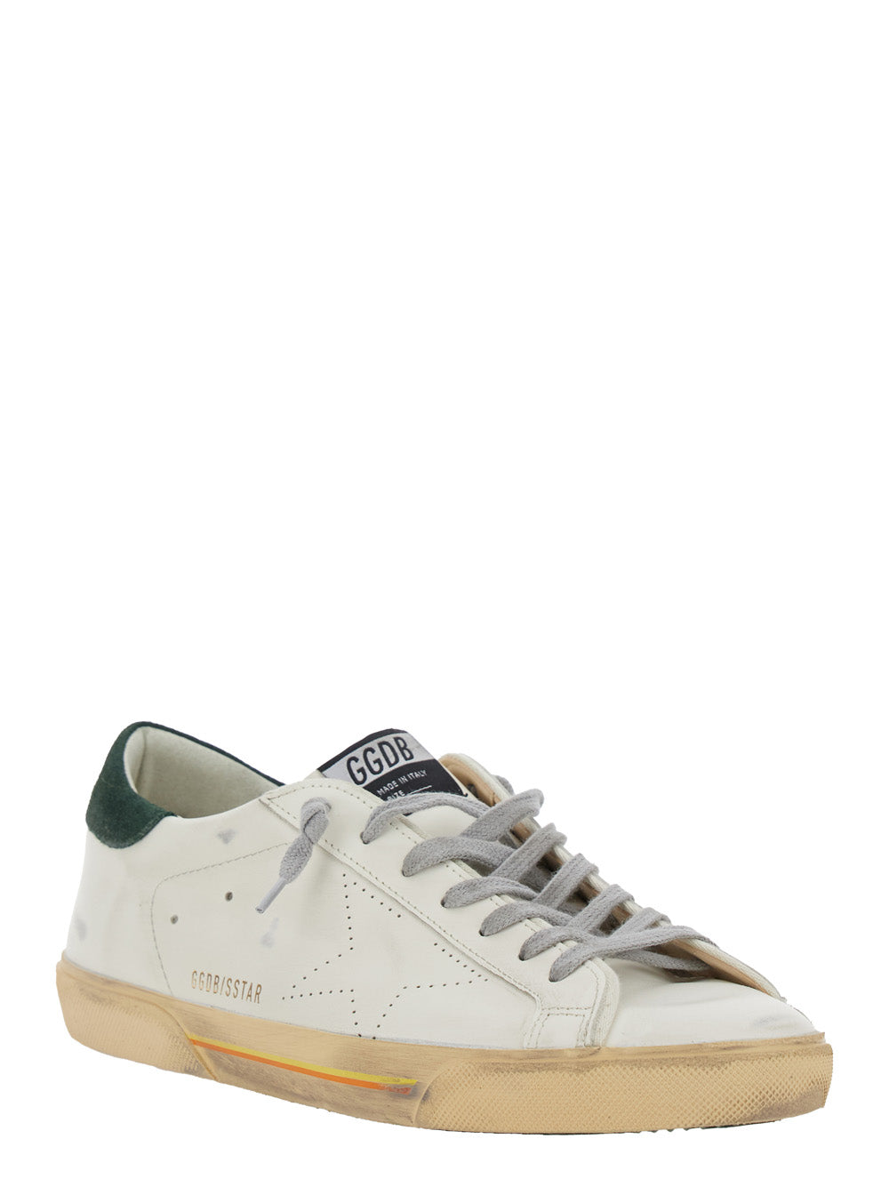 Golden Goose Men 'Superstar' White Low Top Sneakers With Contrasting Heel And Logo Patch On The Tongue In Leather Man