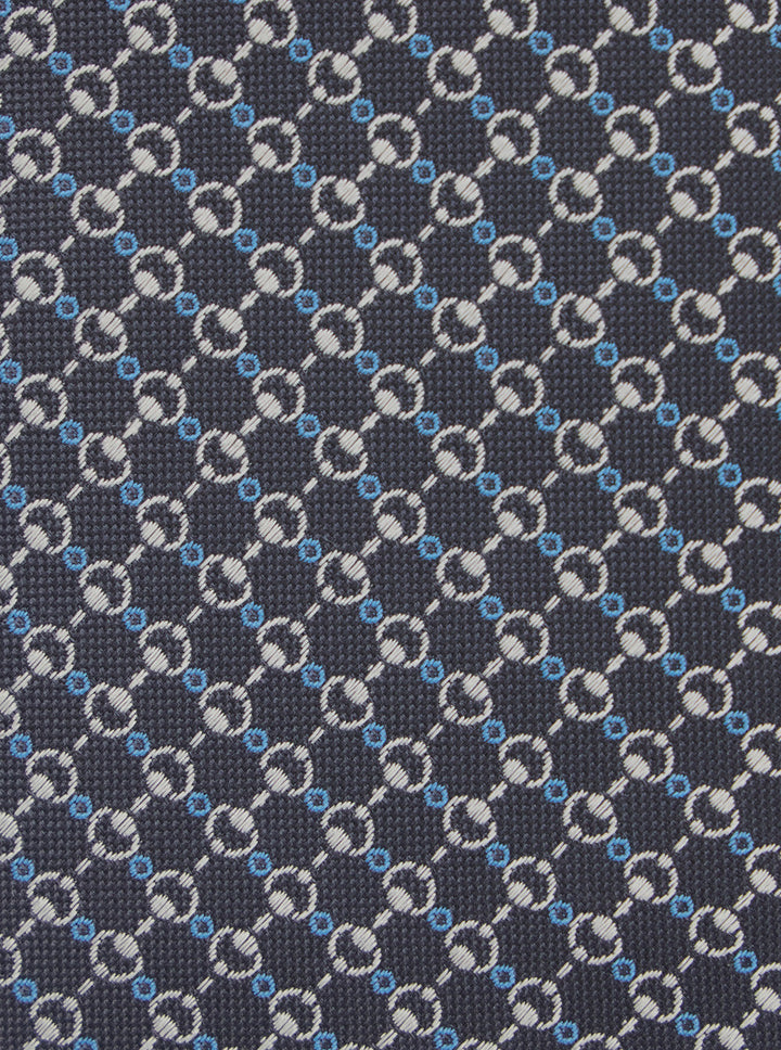 Gucci Men Grey Tie With All-Over Horsebit Print In Silk Man