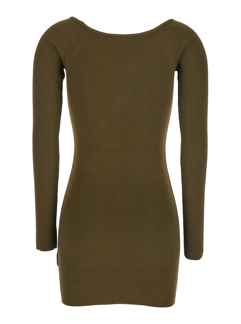 Diesel Women 'M-Vera' Green Mini Dress With Boat Neckline And Cut-Out With Logo On The Front In Viscose Stretch Woman