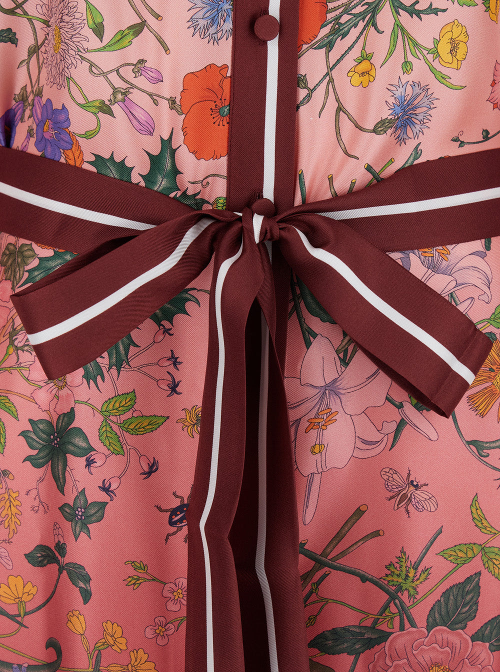 Gucci Women Bordeaux Gradient Dress With Removable Belt  And All-Over Flora Print In Silk Woman