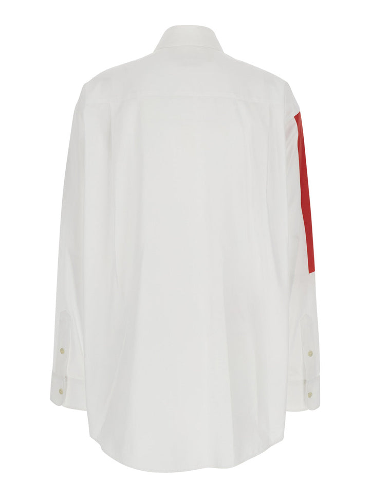 Marni Women White Shirt With Classic Collar And Graphic Print On The Front In Cotton Woman