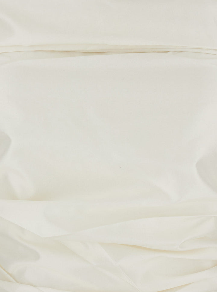 Rotate Women White Off-Shoulder Mini Dress With Gathered Design In Silk Woman