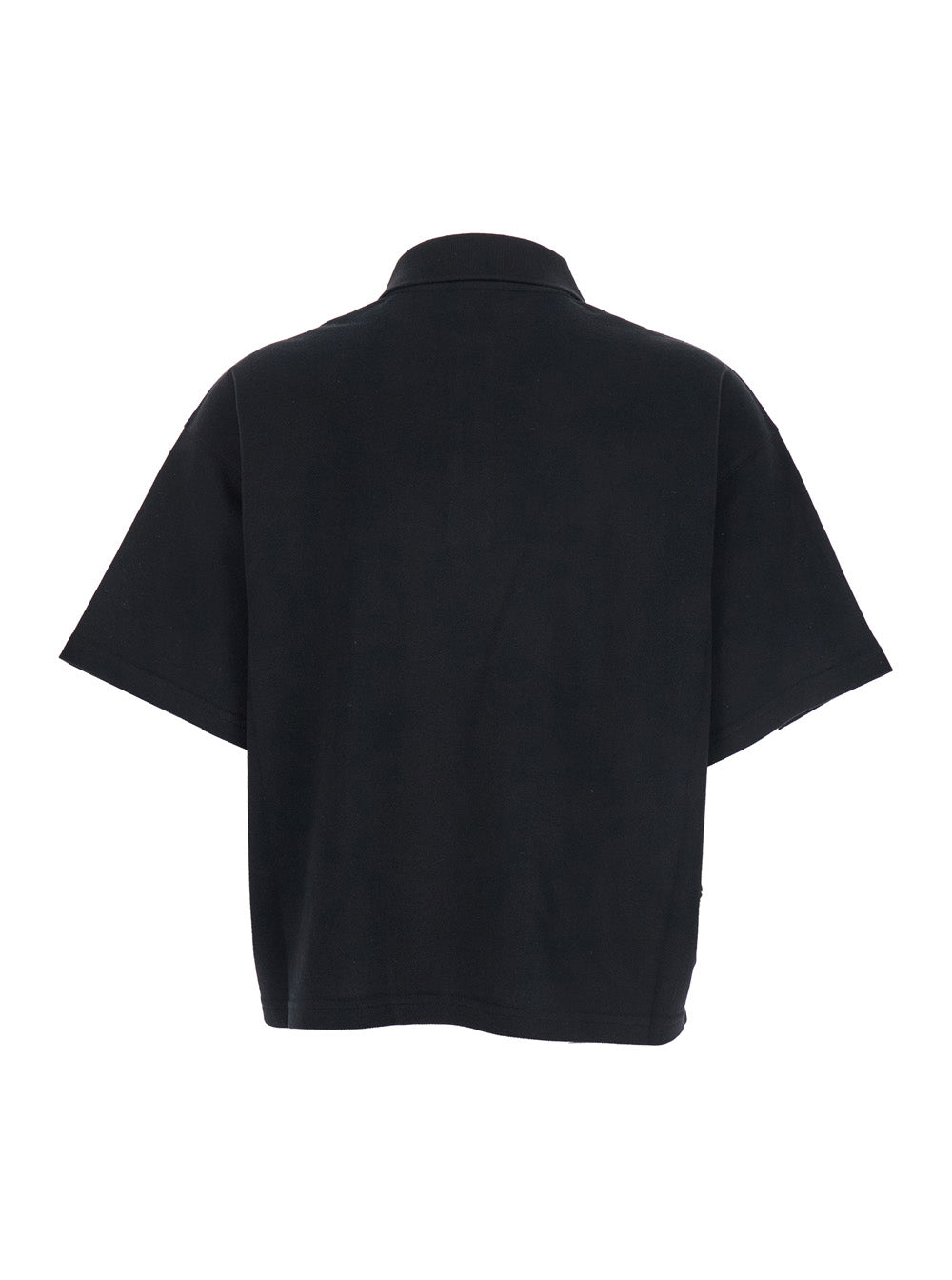 Saint Laurent Women Black Oversize Polo Shirt With Classic Collar And Tonal Logo Embroidery On The Front In Cotton Piquet Woman