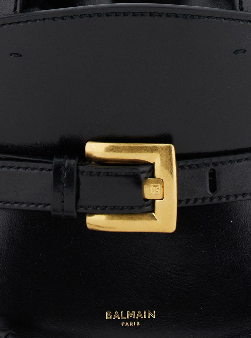 Balmain Women 'Shuffle' Black Mini Handbag With Adjustable And Removable Shoulder Strap And Belt With Logo Plaque On The Front In Leather Woman