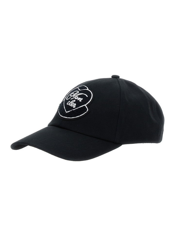 Moncler Women Black Baseball Cap With Logo Embroidery On The Front In Cotton Woman