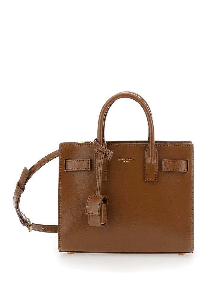 Saint Laurent Women 'Sac Du Jour' Brown Nano Handbag With Logo Lettering On The Front In Leather Woman