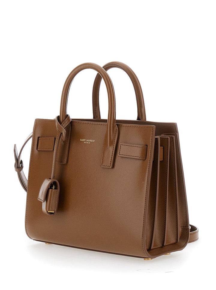Saint Laurent Women 'Sac Du Jour' Brown Nano Handbag With Logo Lettering On The Front In Leather Woman