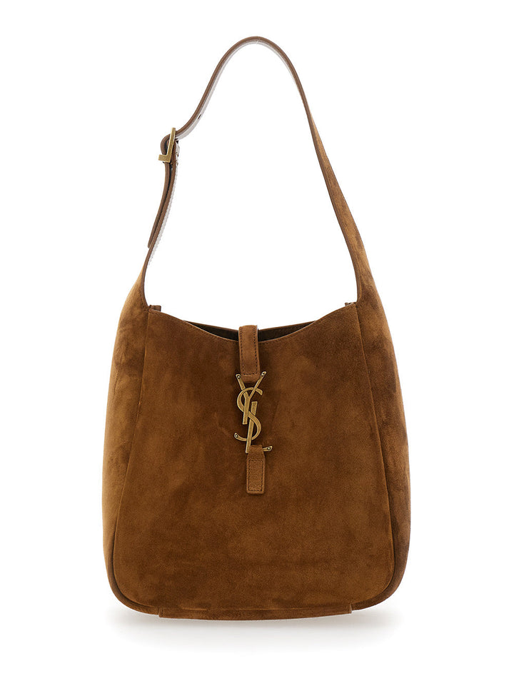 Saint Laurent Women 'Le 5 À 7'  Brown Shoulder Bag With Hook Closure With Cassandre In Suede Woman