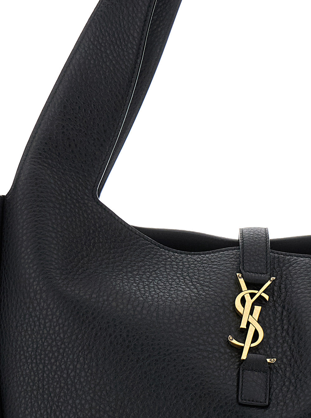 Saint Laurent Women Black Tote Bag With Cassandre Hook Closue In Grained Leather Woman