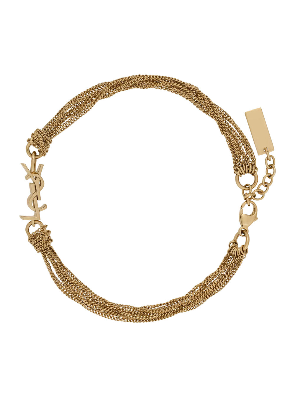 Saint Laurent Women Metallic Bracelet With Cassandre Charm And Adjustable Lobster Closure In Brass Woman