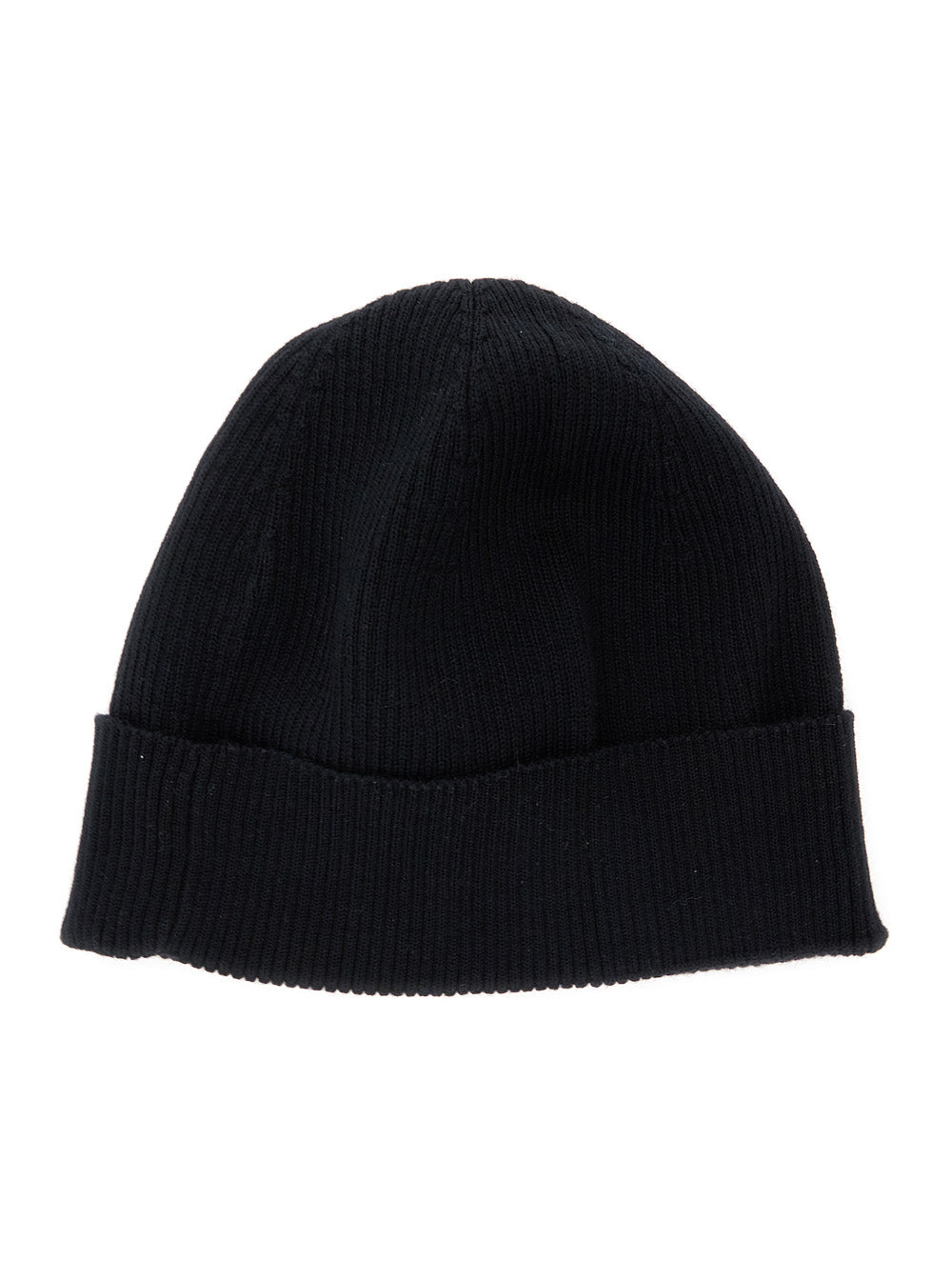 Saint Laurent Women Black Knit Beanie With Logo Patch On The Front In Wool Woman