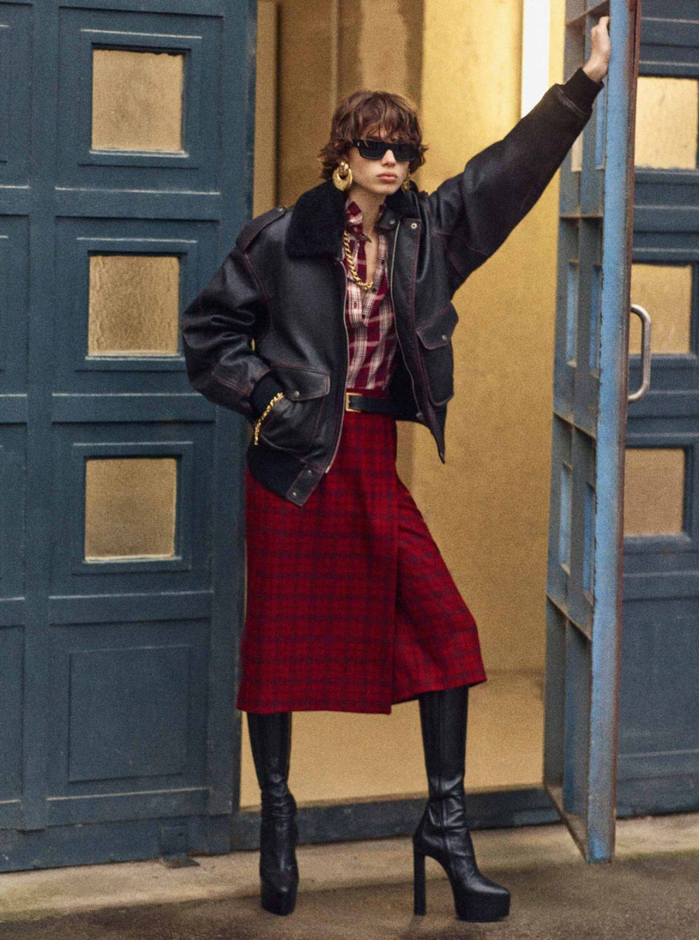 Saint Laurent Women Black Jacket With Removable Fur Collar In Leather Woman