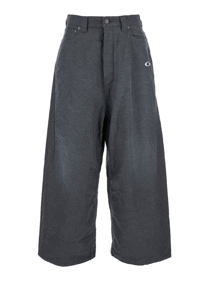 Balenciaga Men Grey Oversize Pants With Logo Detail On The Front And Logo Patch On The Rear In Cotton Man