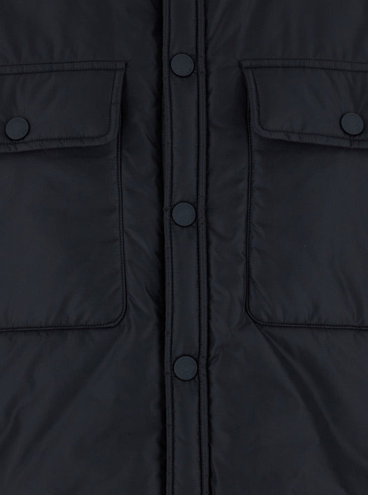 Dsquared2 Men Black Jacket With Classic Collar And Logo Print On The Rear In Tech Fabric Man