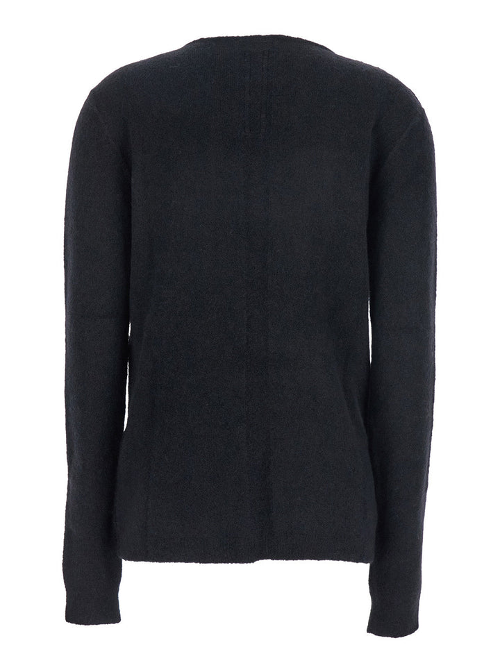 Rick Owens Women Black Sweater With Distressed Effect And Cut-Out Details On The Front In Alpaca Blend Woman