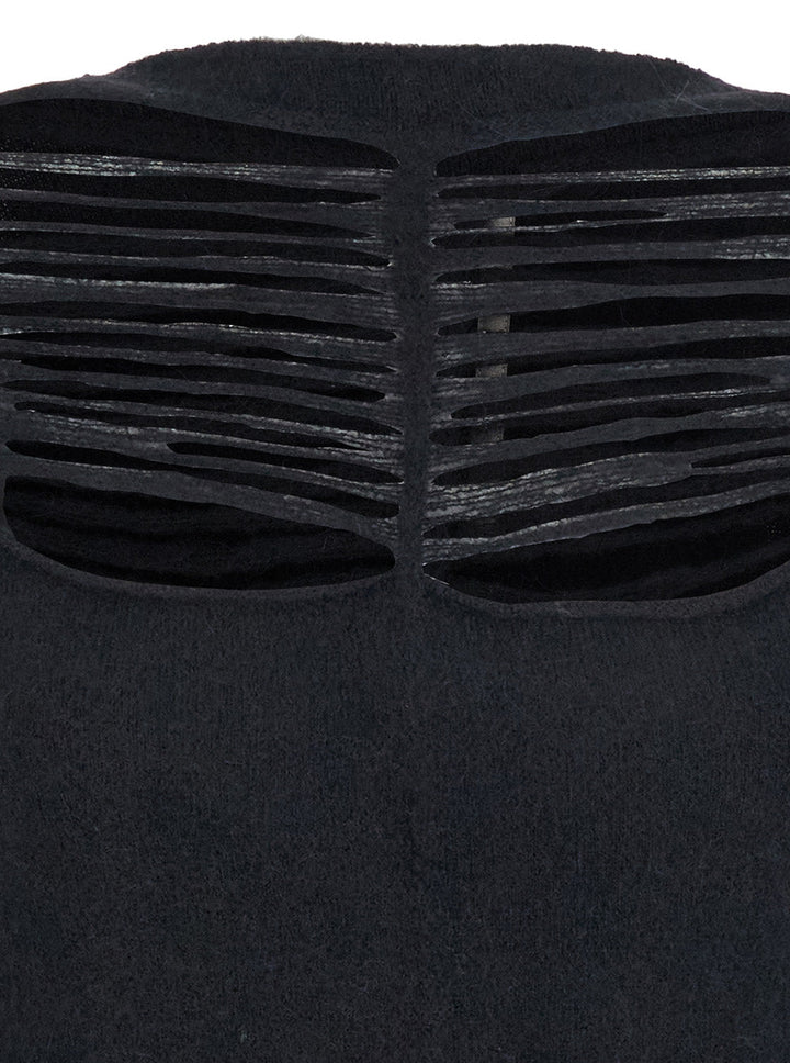 Rick Owens Women Black Sweater With Distressed Effect And Cut-Out Details On The Front In Alpaca Blend Woman