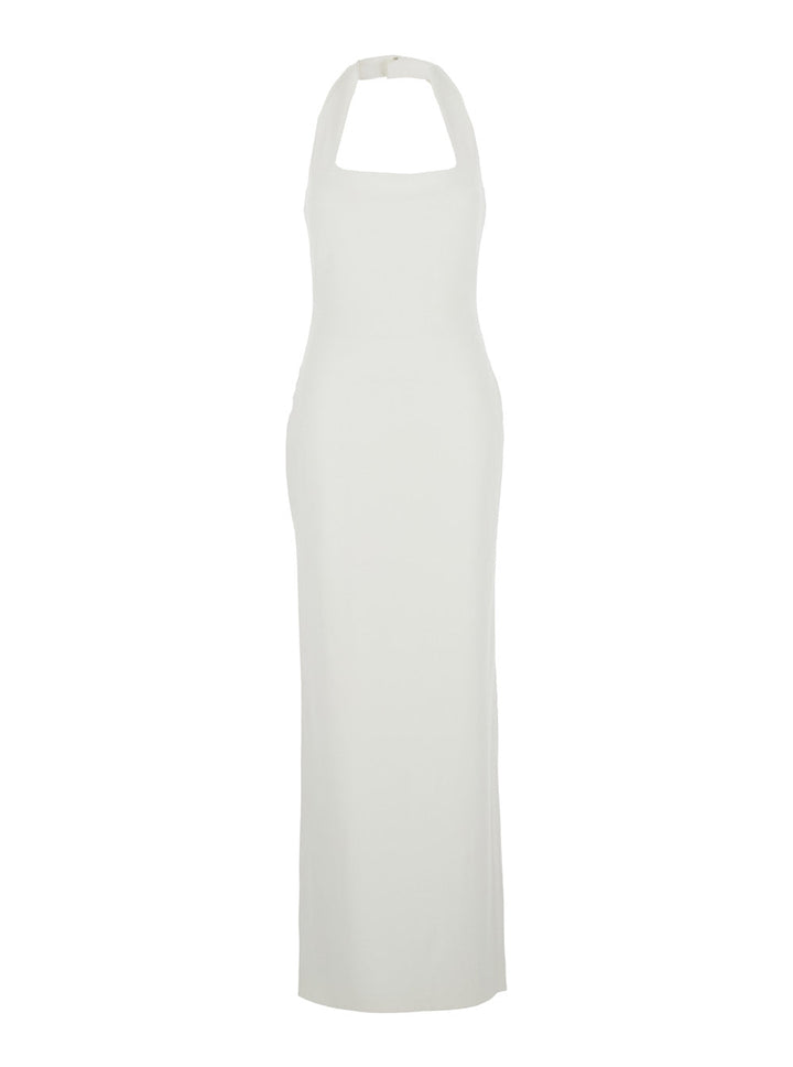 Solace London Women 'Ilona' White Long Dress With Square Neckline In Twill Woman