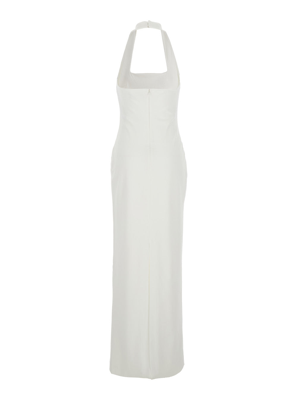 Solace London Women 'Ilona' White Long Dress With Square Neckline In Twill Woman