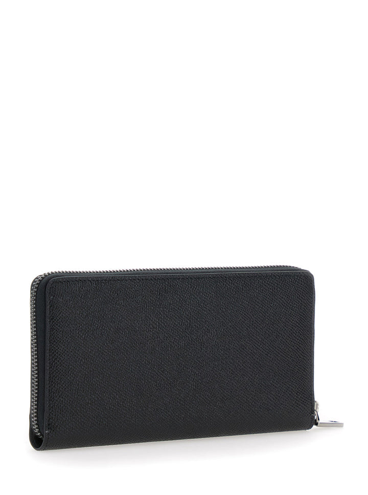 Dolce & Gabbana Men Black Wallet With Logo Plaque On The Front In Grained Leather Man
