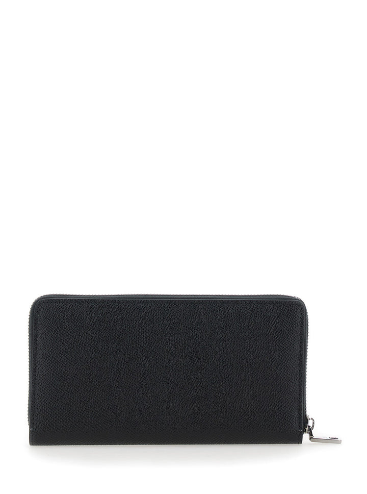 Dolce & Gabbana Men Black Wallet With Logo Plaque On The Front In Grained Leather Man