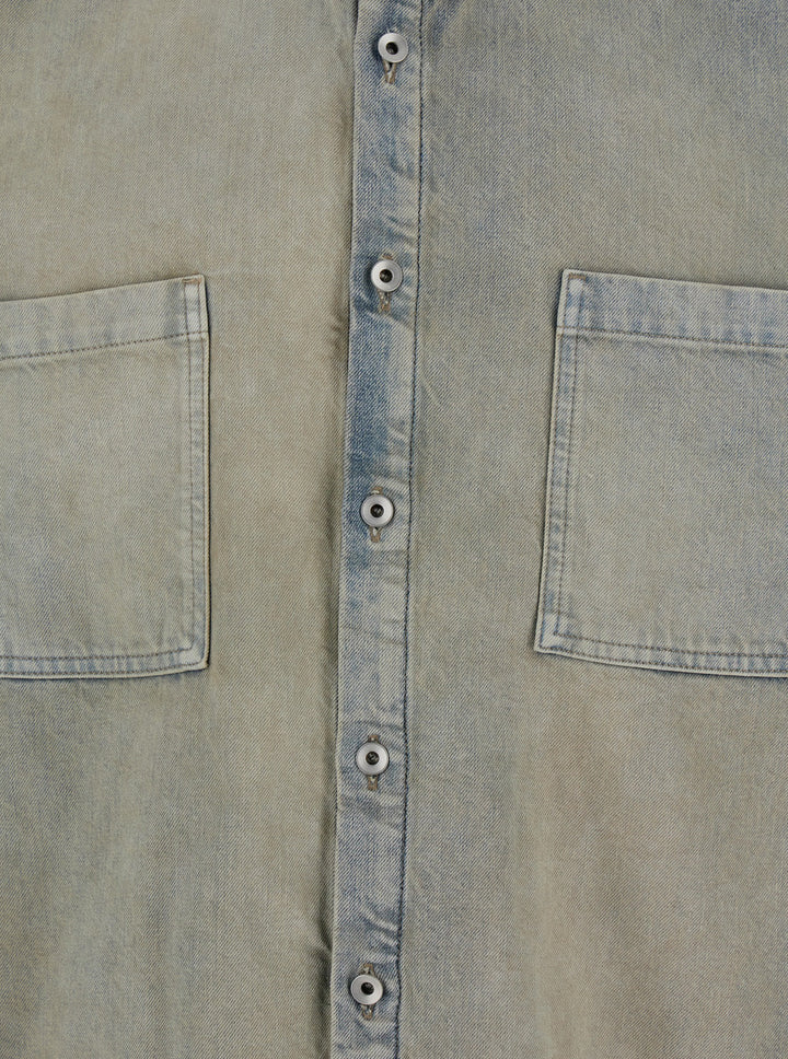 Drkshdw Men Light Blue Jacket With Classic Collar And Drawstring Detail On The Waist In Denim Man