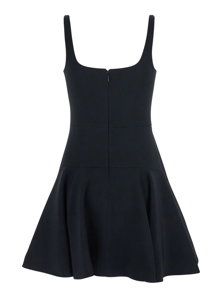 Givenchy Women Black Mini Dress With Flared Skirt And Square Neckline In Viscose Blend Stretch Woman