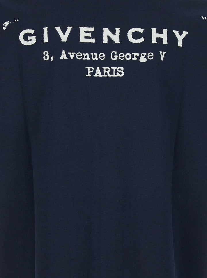 Givenchy Men Blue T-Shirt With Logo On The Front In Cotton Man
