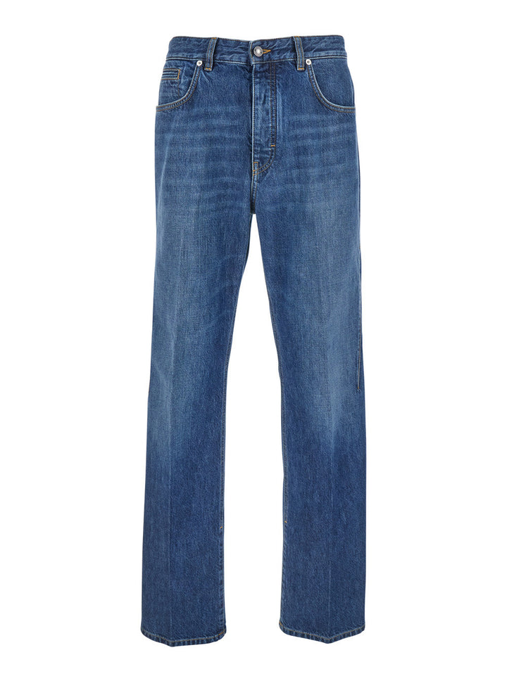 Givenchy Men Blue Five-Pocket Jeans With Logo Patch On The Back In Denim Man