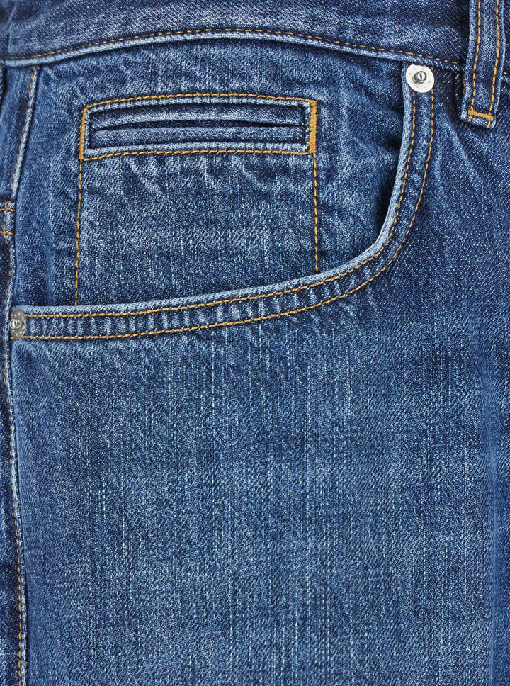 Givenchy Men Blue Five-Pocket Jeans With Logo Patch On The Back In Denim Man