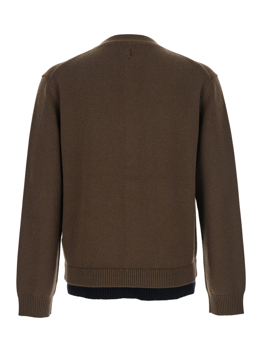 Jw Anderson Men Brown Cardigan With V-Neck And Layered Design In Fabric Man