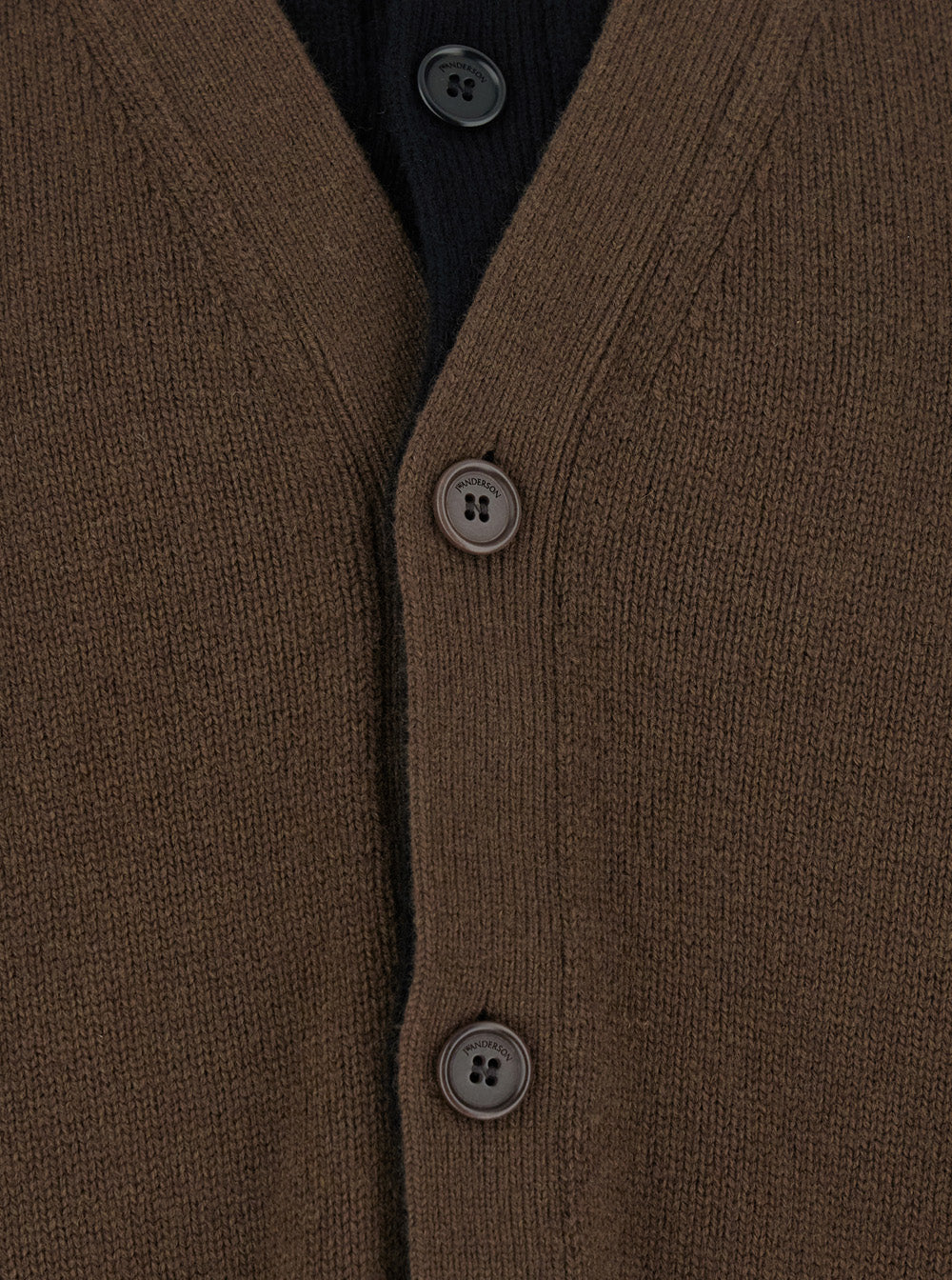 Jw Anderson Men Brown Cardigan With V-Neck And Layered Design In Fabric Man
