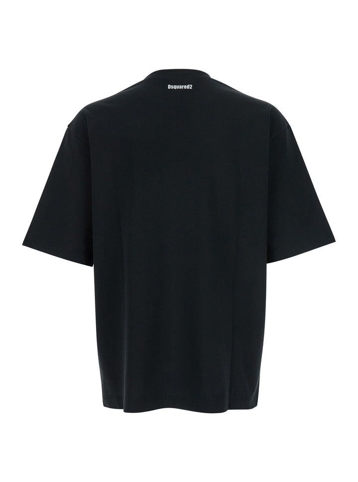 Dsquared2 Men Black T-Shirt With Logo On The Front In Cotton Man