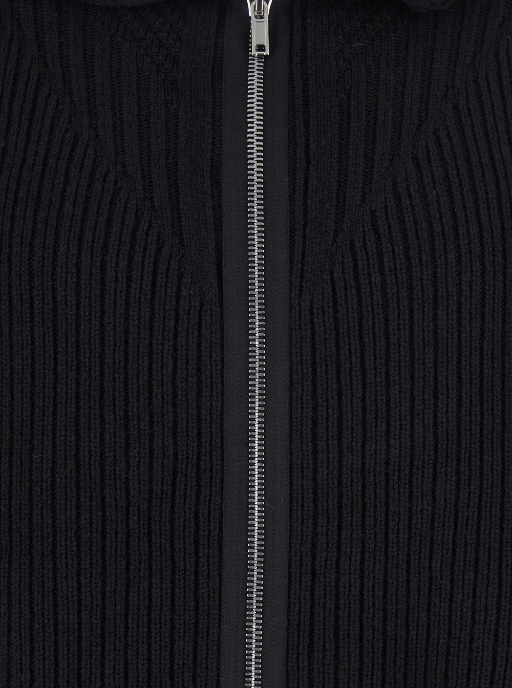 Rick Owens Men Black Hooded Sweatshirt With Front Zip Closure In Wool Man