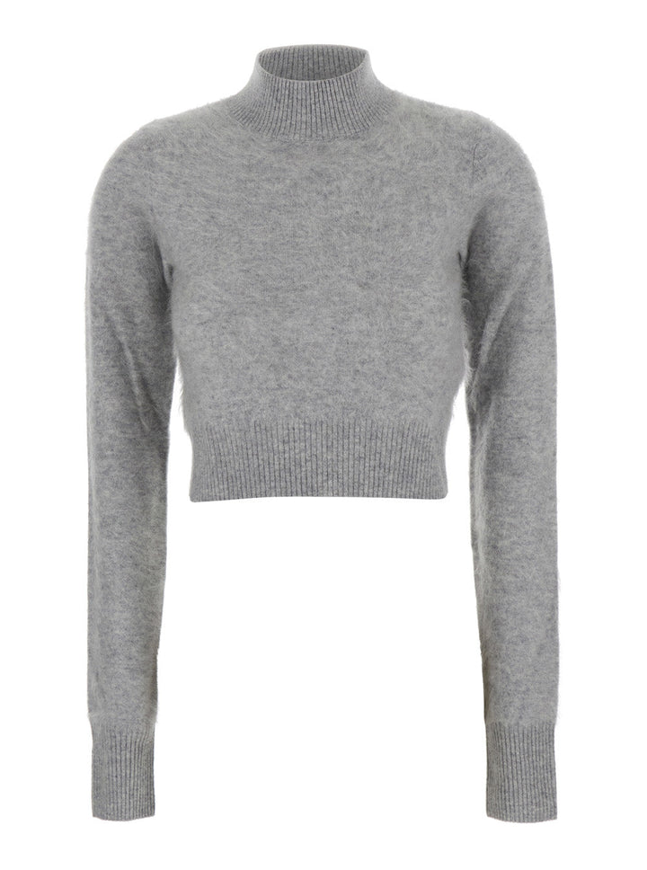 Sportmax Women 'Gubbio' Grey Cropped Sweater With High Neck In Cashmere Woman