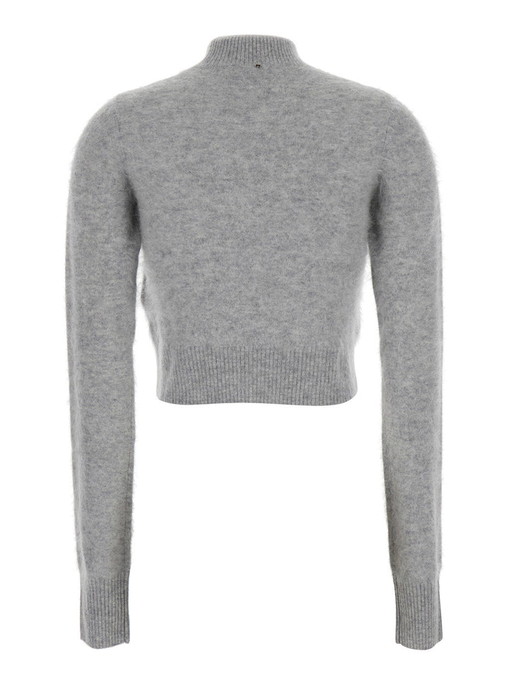 Sportmax Women 'Gubbio' Grey Cropped Sweater With High Neck In Cashmere Woman