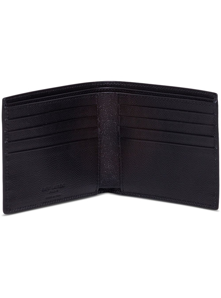 Saint Laurent Men Saint Laurent Man's Bifold Black Leather Wallet With Logo