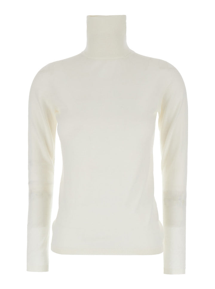 Max Mara Women White High Neck Sweater In Wool Woman