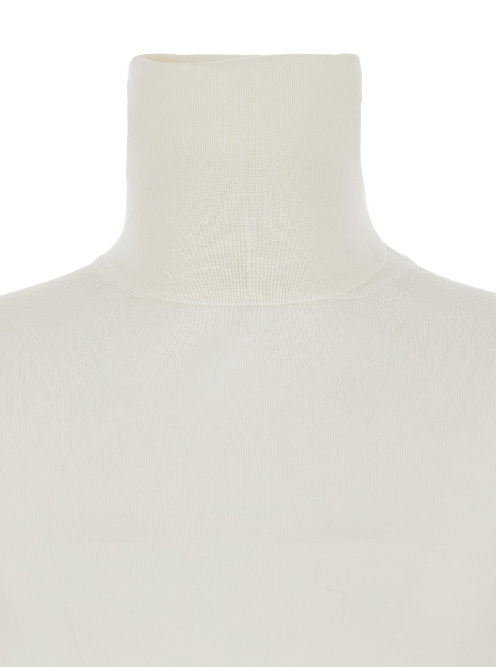 Max Mara Women White High Neck Sweater In Wool Woman